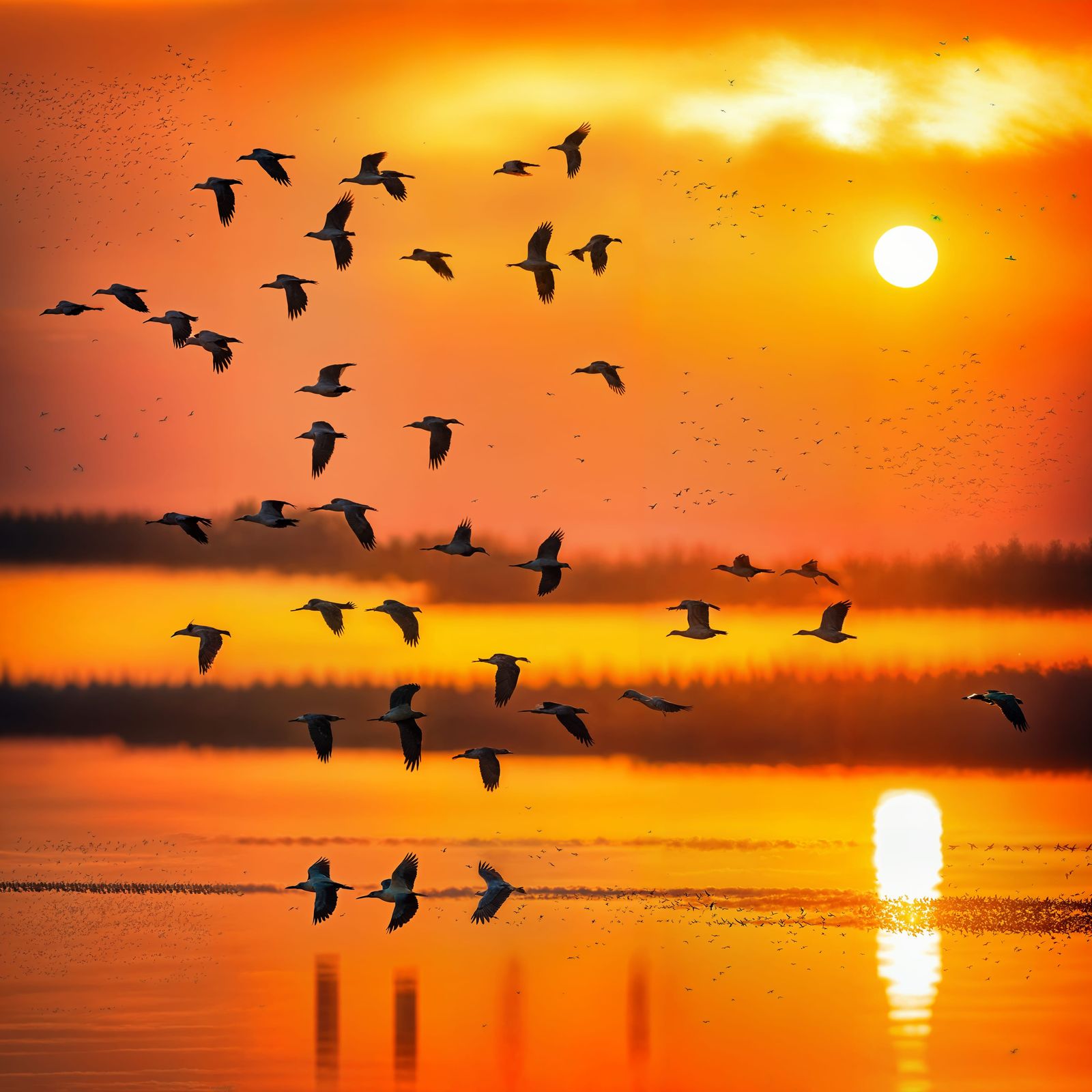 Birds in Flight at Sunrise: Professional Photography