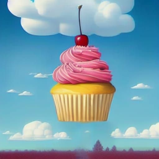 Cupcake Still-Life in Hyperrealistic Photoillustration Style