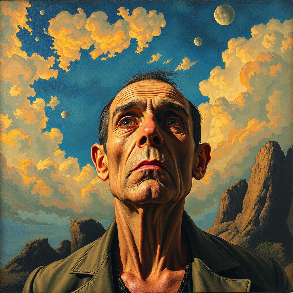 Dreamscape of Ugly Man in Norman Cornish Style