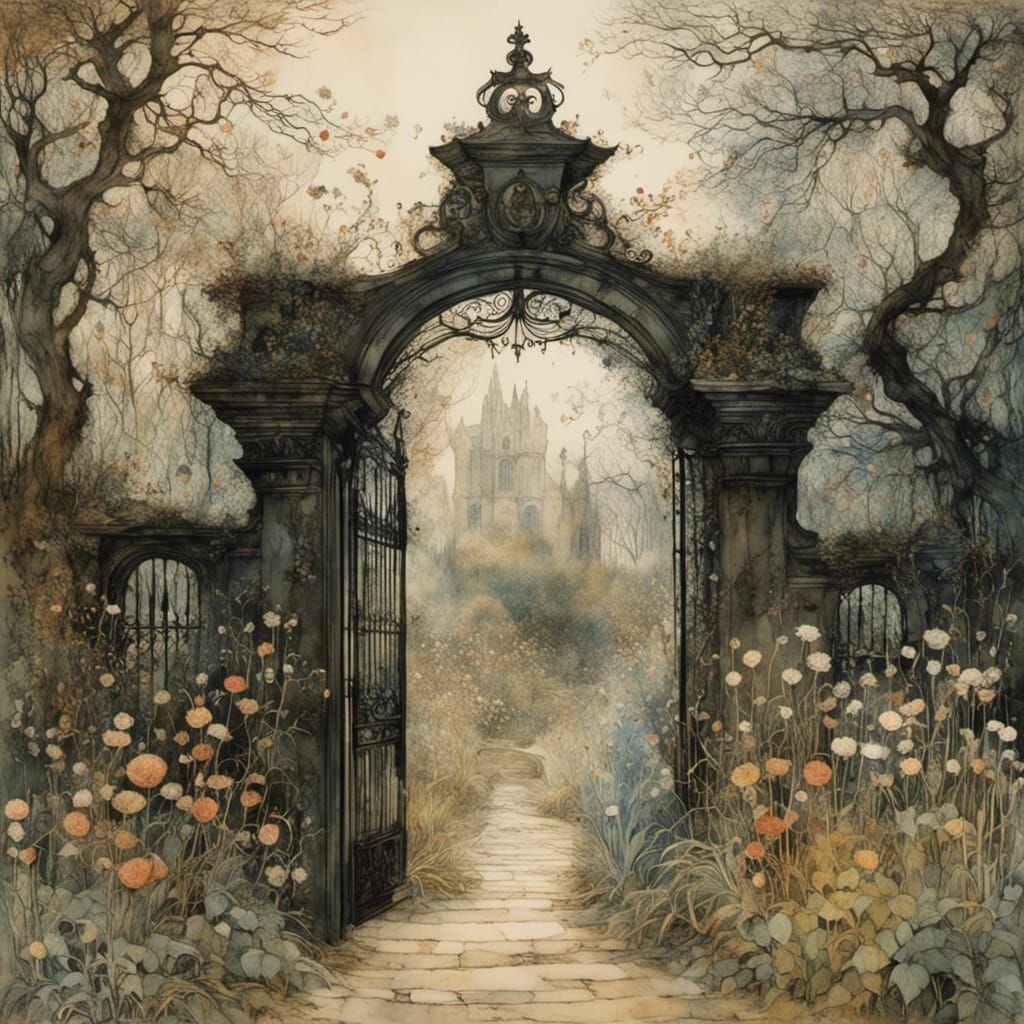 Enchanted Garden Gate: Rackham, Friedrich, Klee Style