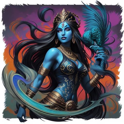 Goddess Kali in Vibrant Street Art Style