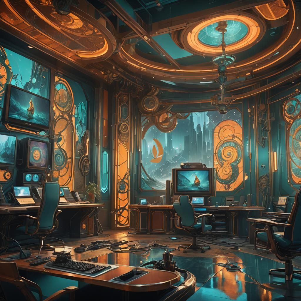 Futuristic News Anchors in Art Nouveau Style