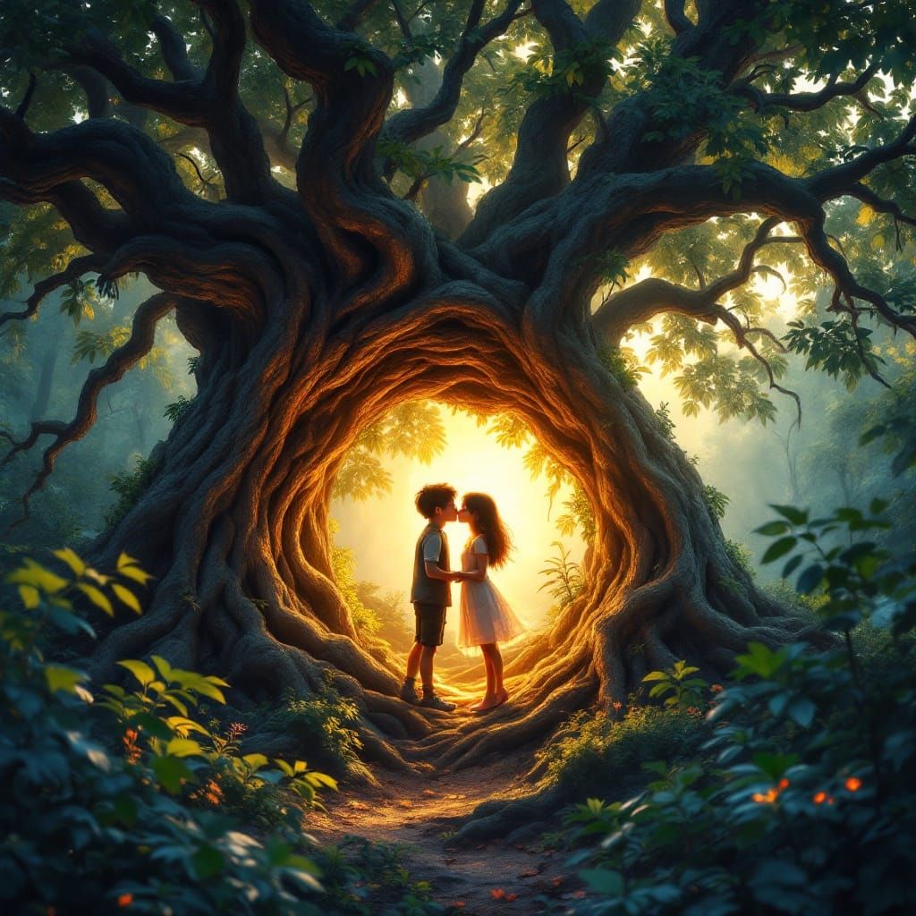 Young Lovers in Ancient Tree of Wonder
