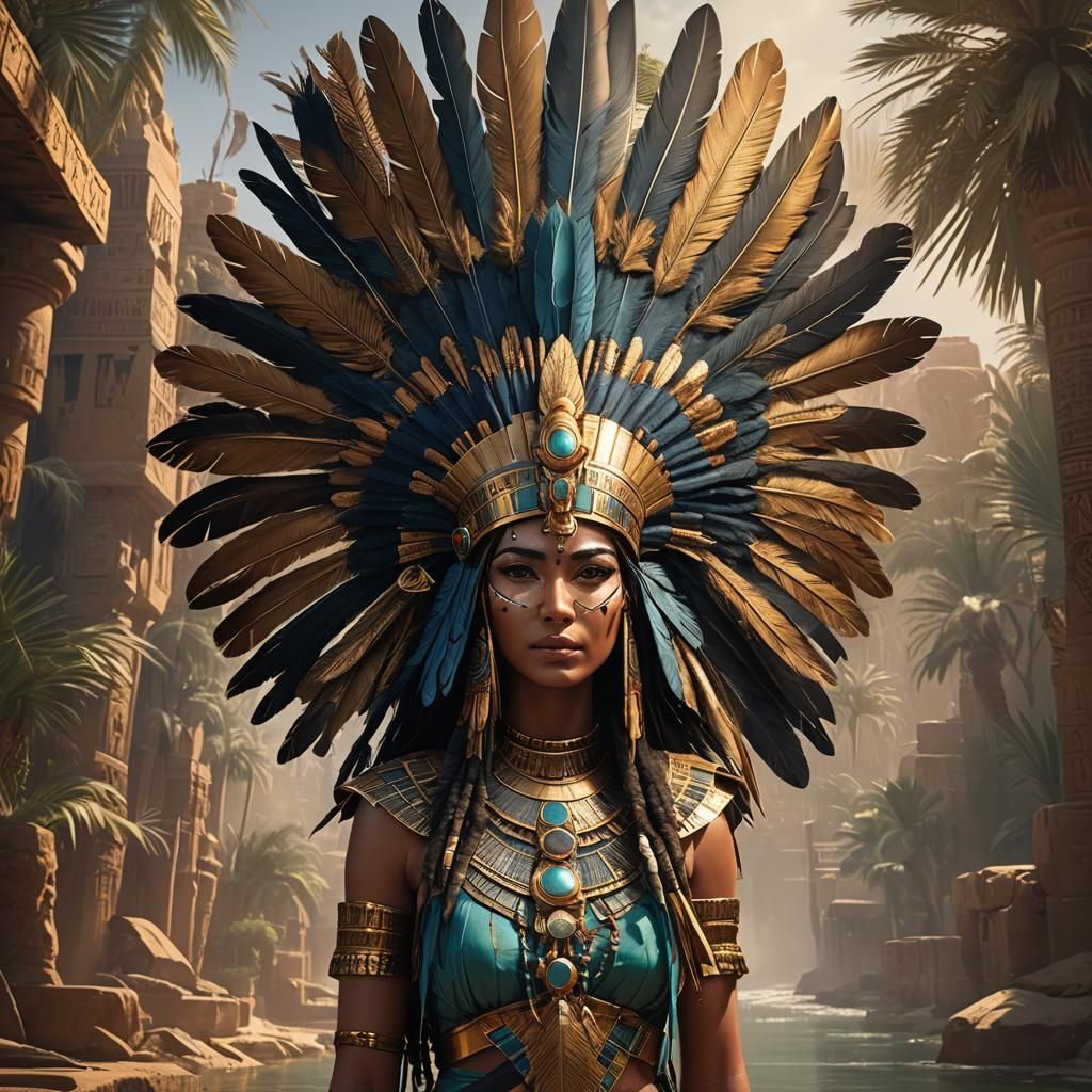 Anuket: Egyptian Goddess in Detailed Matte Painting