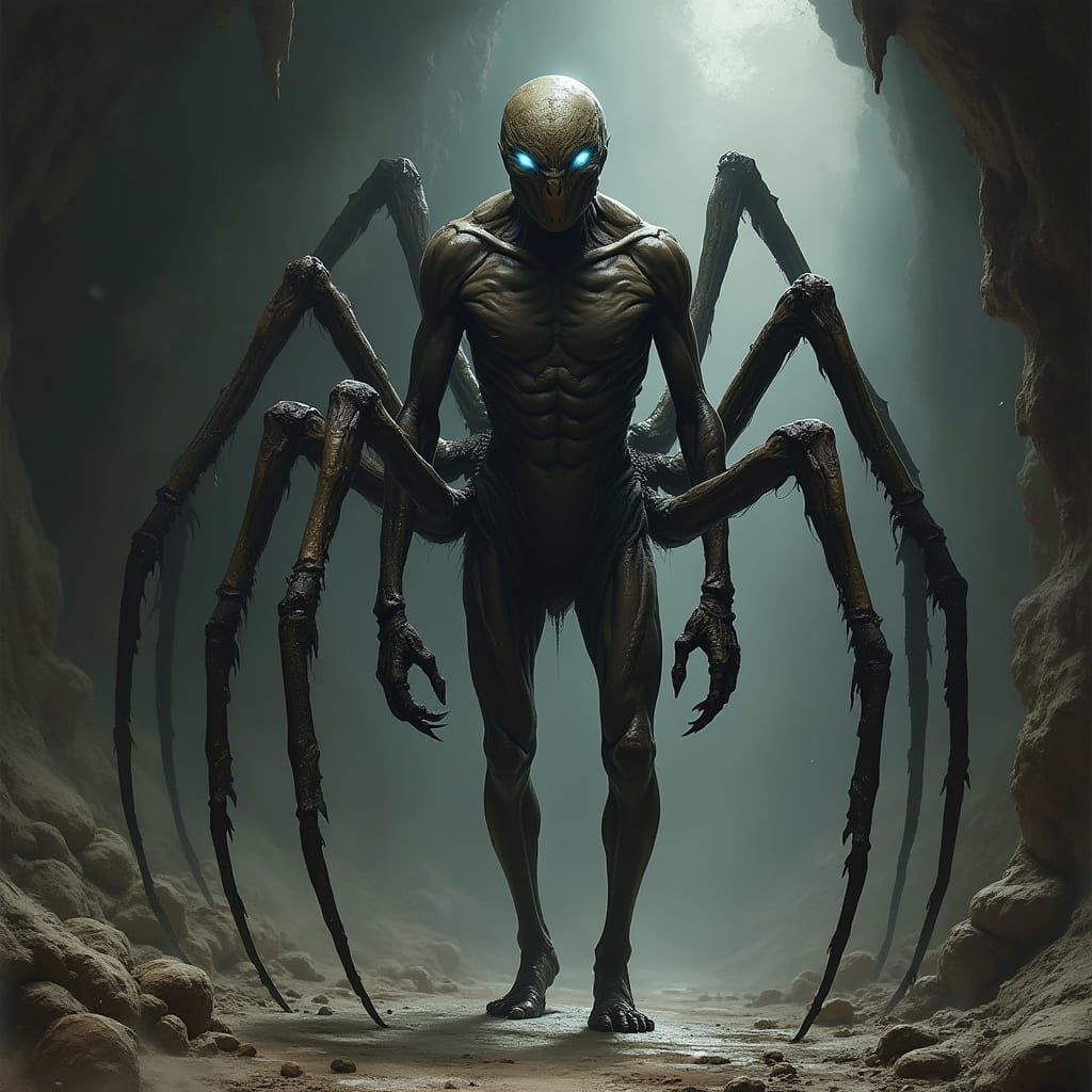 Dark Fantasy Spider-Man Hybrid Creature Concept Art