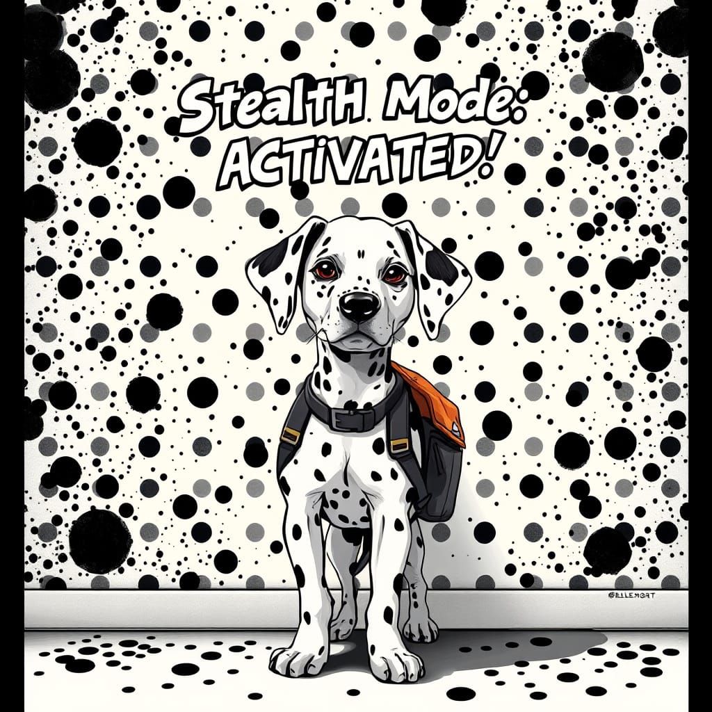 Dalmatian in Stealth Mode, Comic Book Style