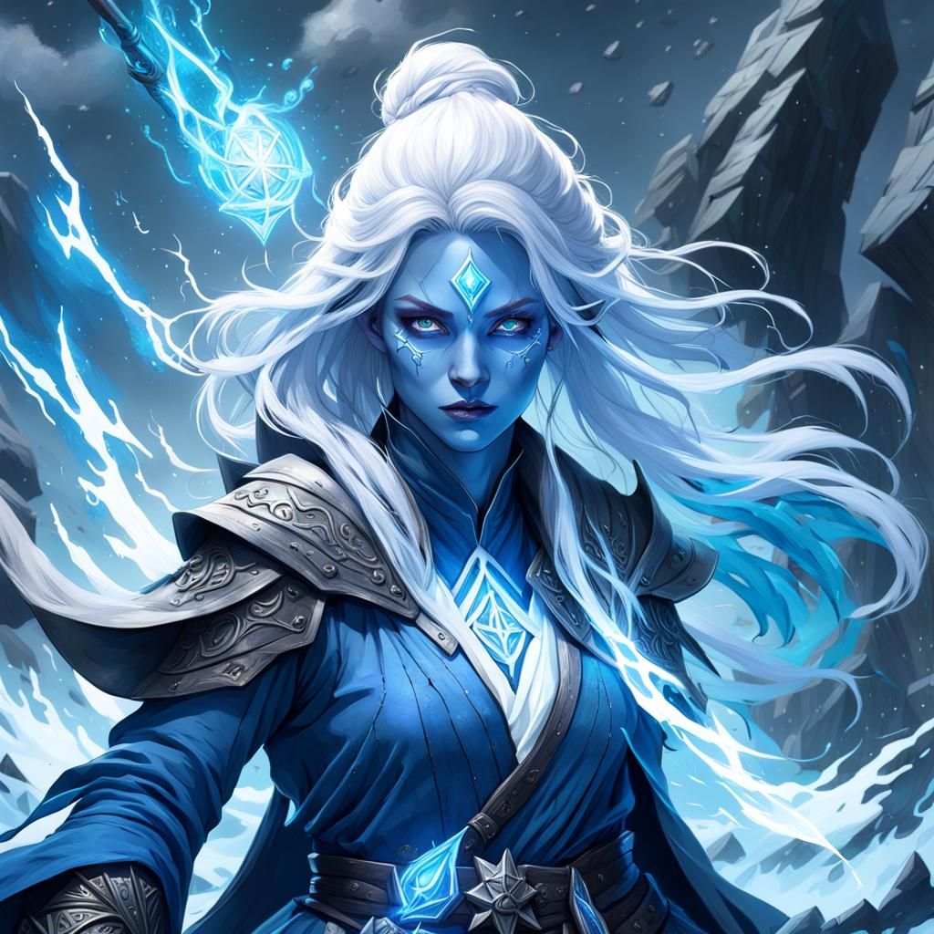 Ethereal Blue Mage Concept Art in Fantasy Style