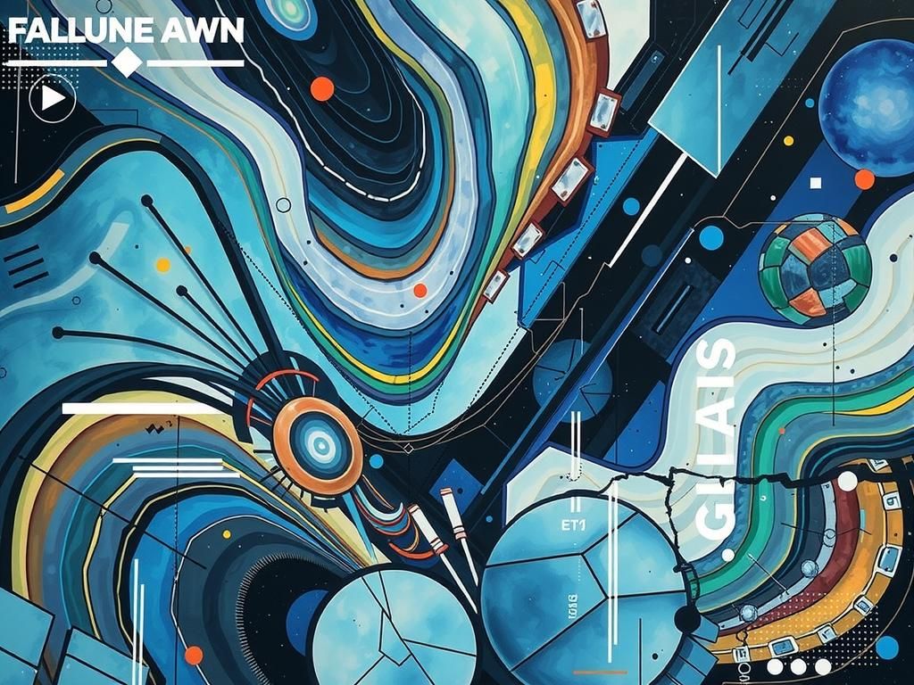 Vibrant Glitch Art Watercolor Scene in Cubist Style