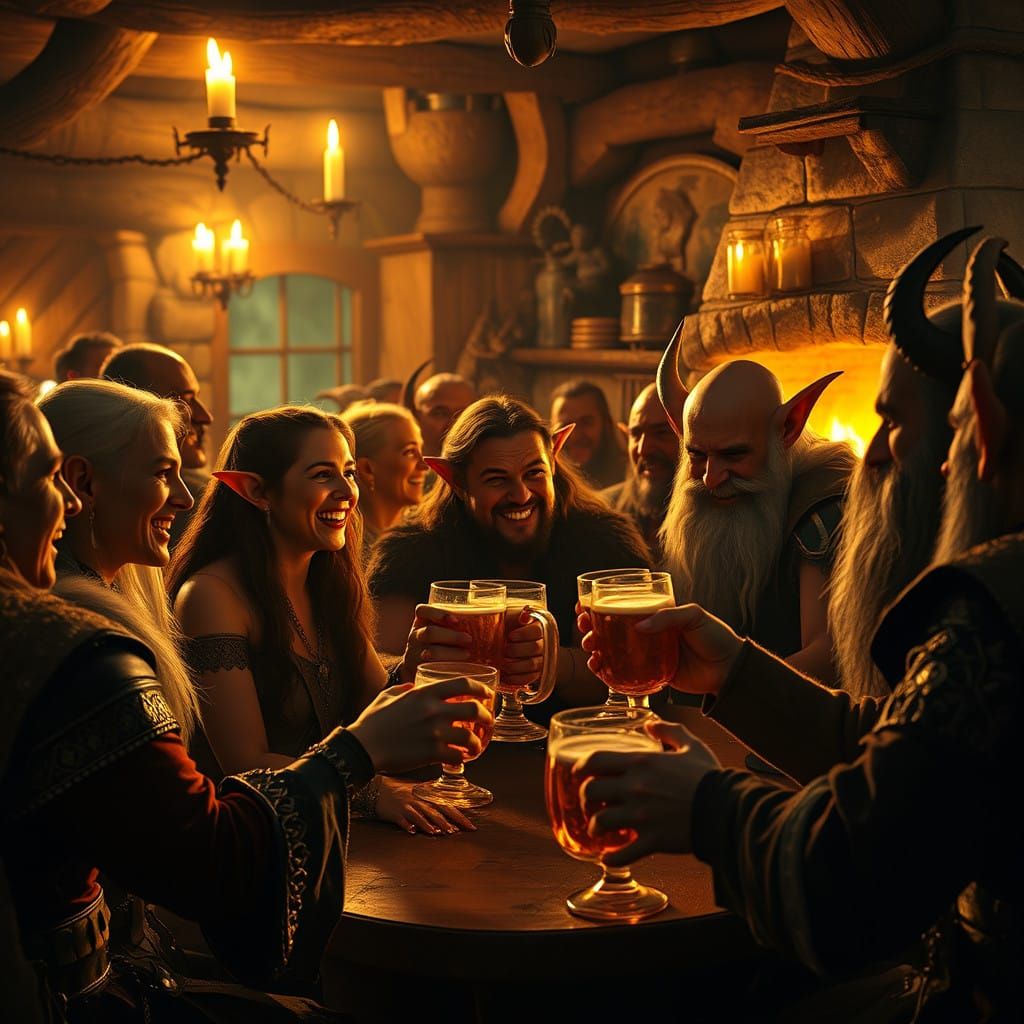 A fantasy New Year party in an inn 