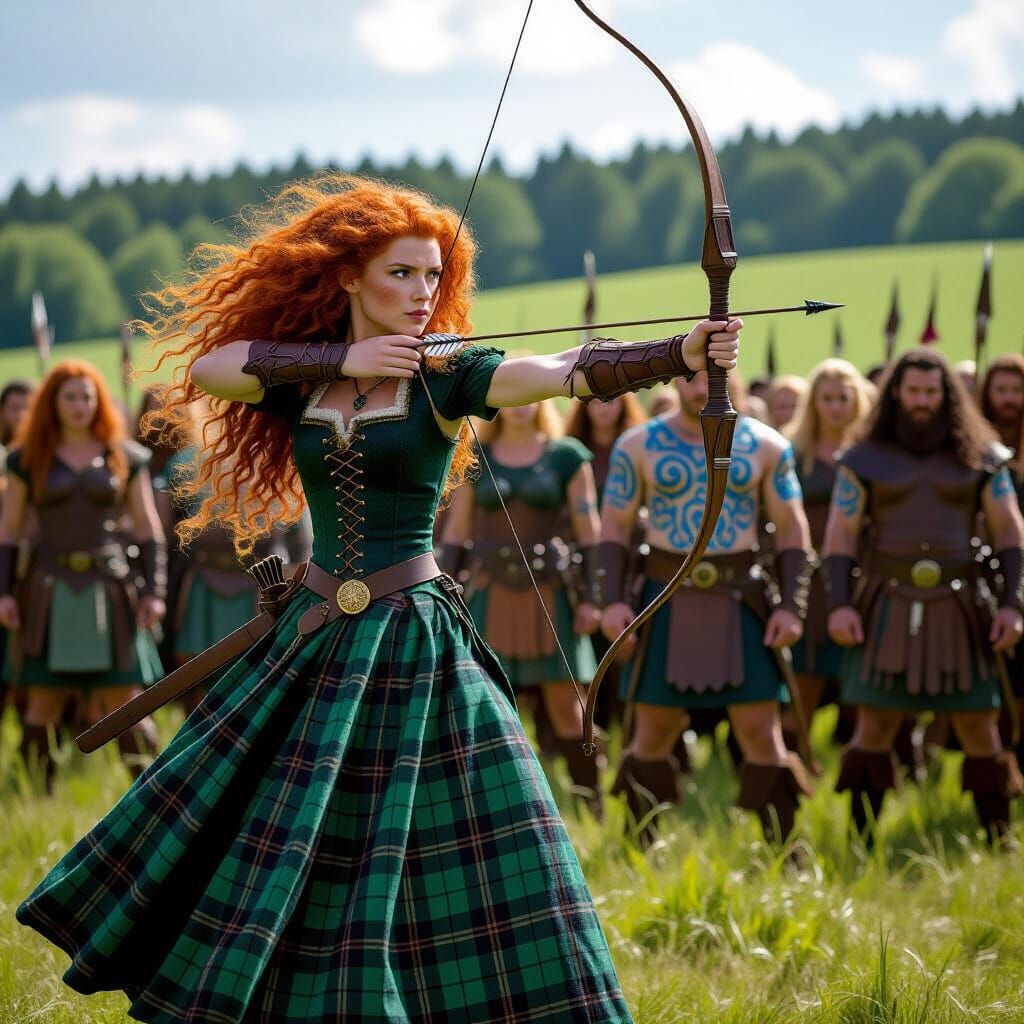 Princess Merida Leads Pict Warriors in Lush Field