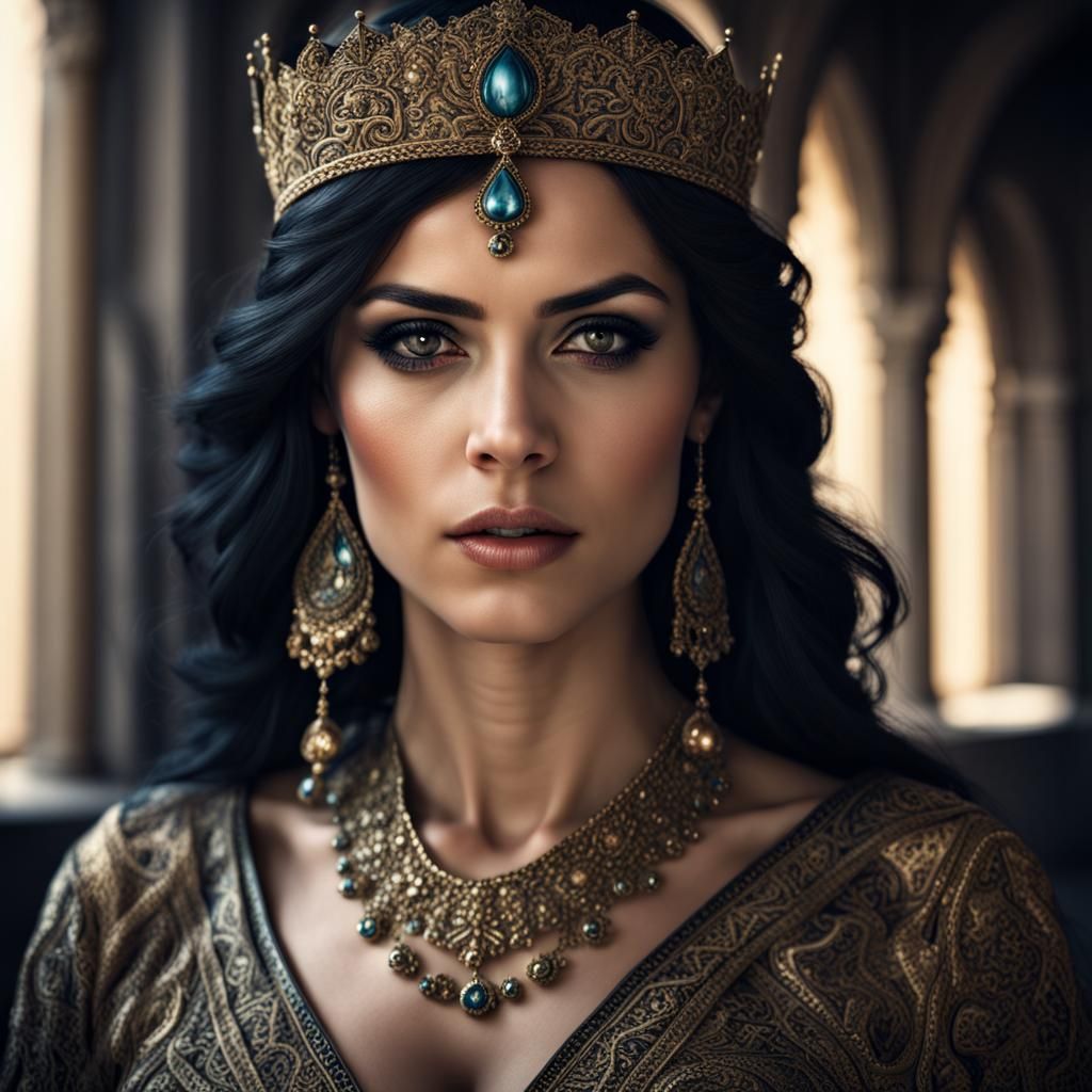 Queen Esther in Persian Dress, Hyperrealistic Portrait