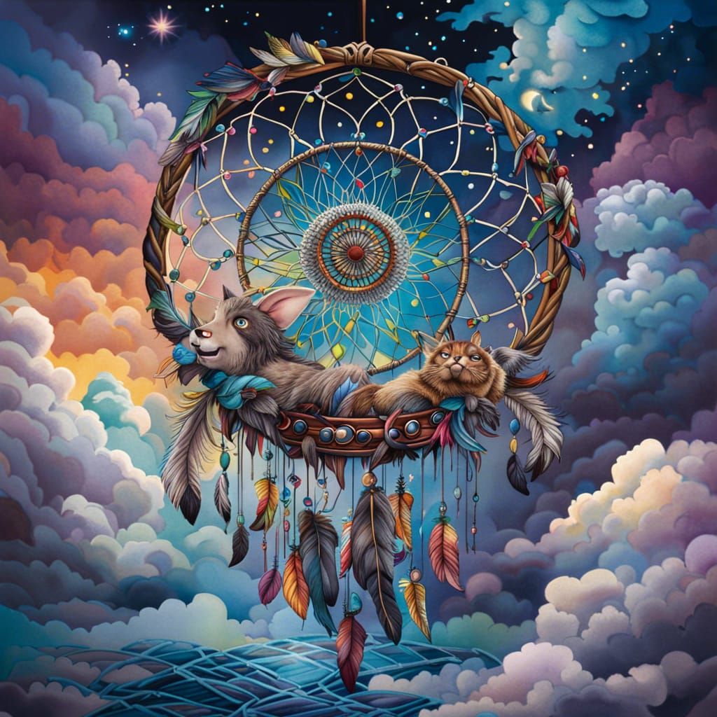 Dreamcatcher - didn't ask for the cat or goat (is it a goat?)