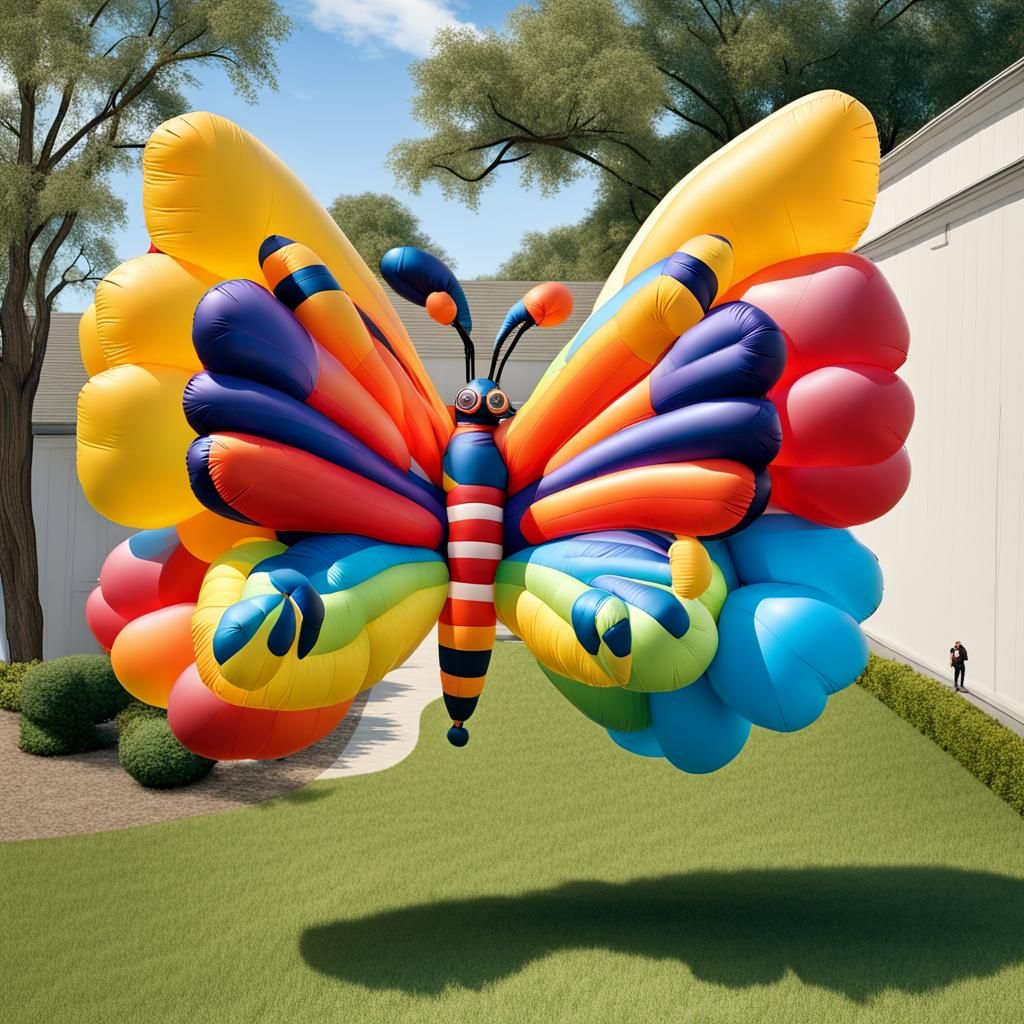 Balloon Butterfly in Flight: Vibrant Americana Art