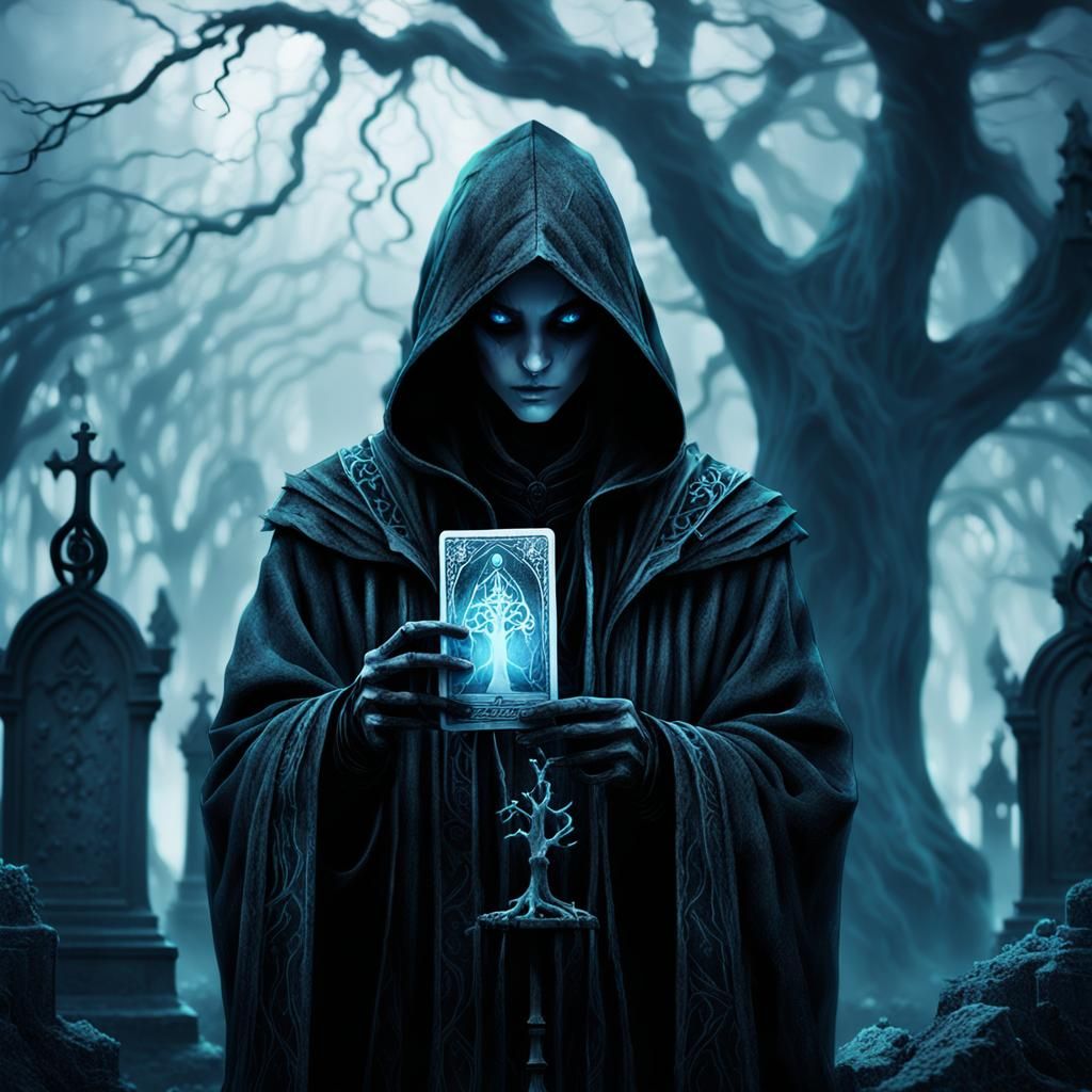 Mysterious Hooded Figure in Dark Fantasy Anime Style