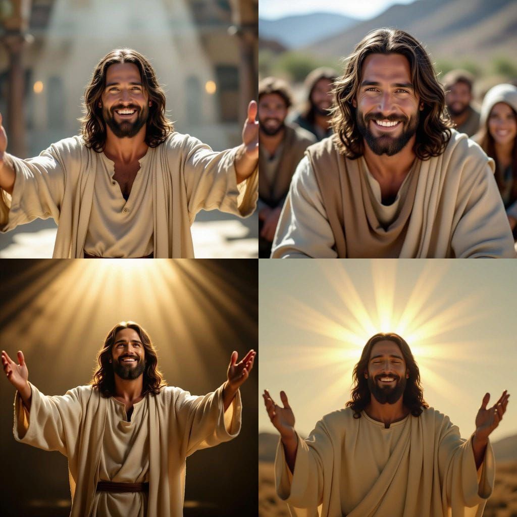Jesus Christ with Open Arms and Beautiful Smile