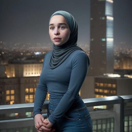 Woman in Hijab and Jeans, Professional Portrait