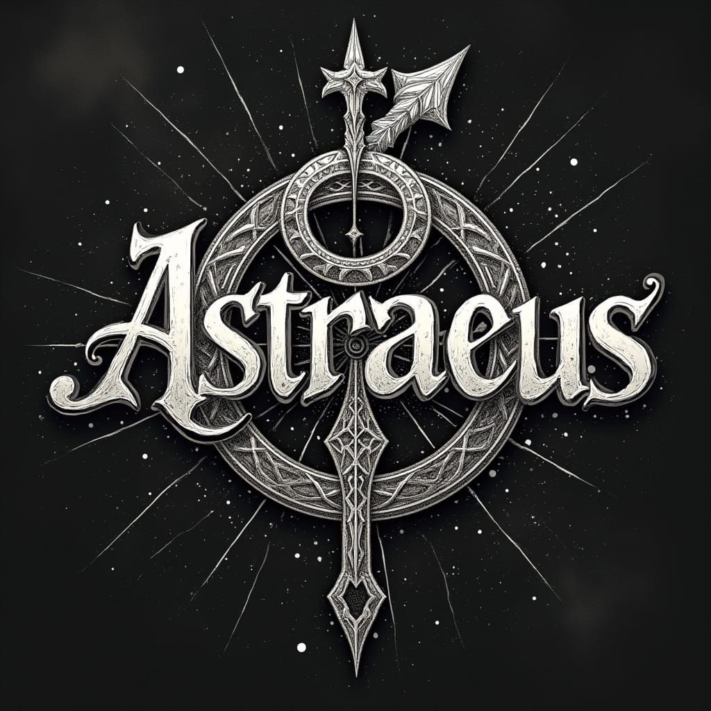 Ethereal Astraeus Tattoo Design with Male Symbol in Intricat...
