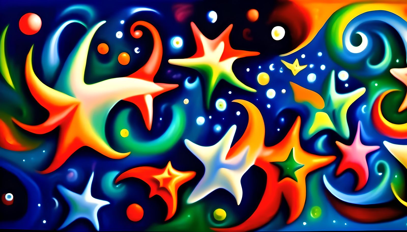 Iridescent Star-Beings in Deep-Textured Impasto Oil Style