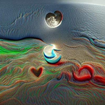 Moon and Ocean in Love: 8K 3D Rendering