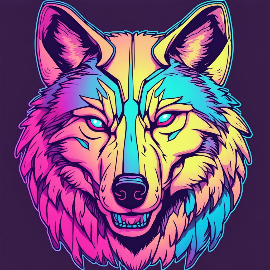 two color-faced wolf emoji 🐺