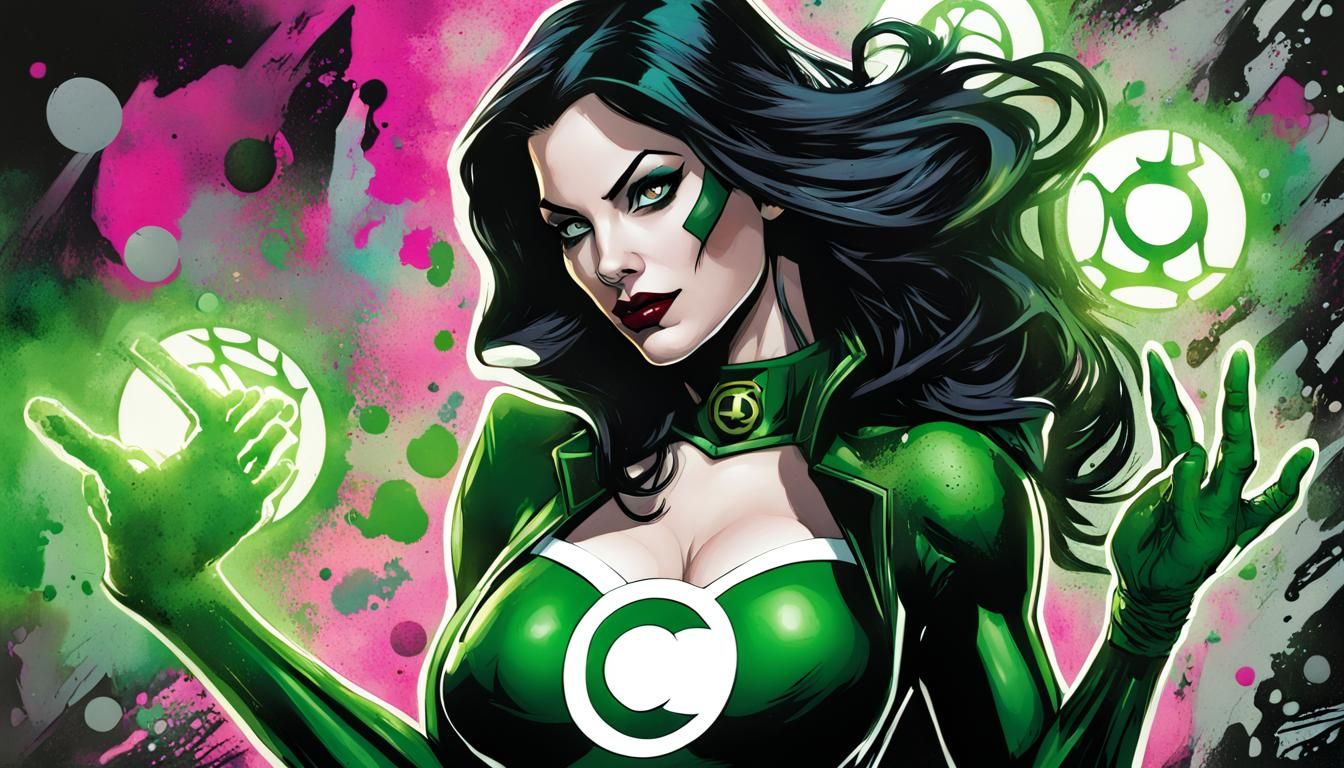 Green Lantern Zatanna in Graffiti Art Style