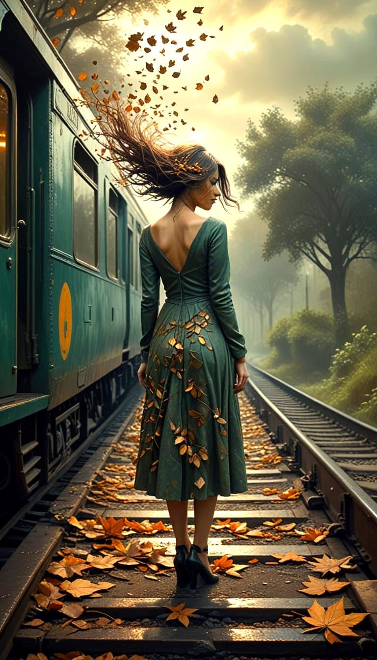 Surreal Departure in Mixed Media Style