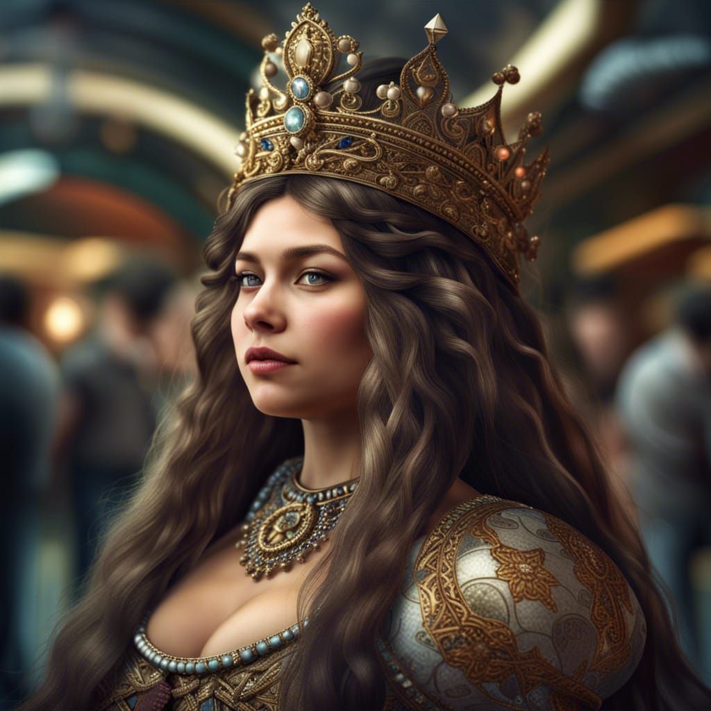 Hyperrealistic Portrait of a Popular Planet Queen