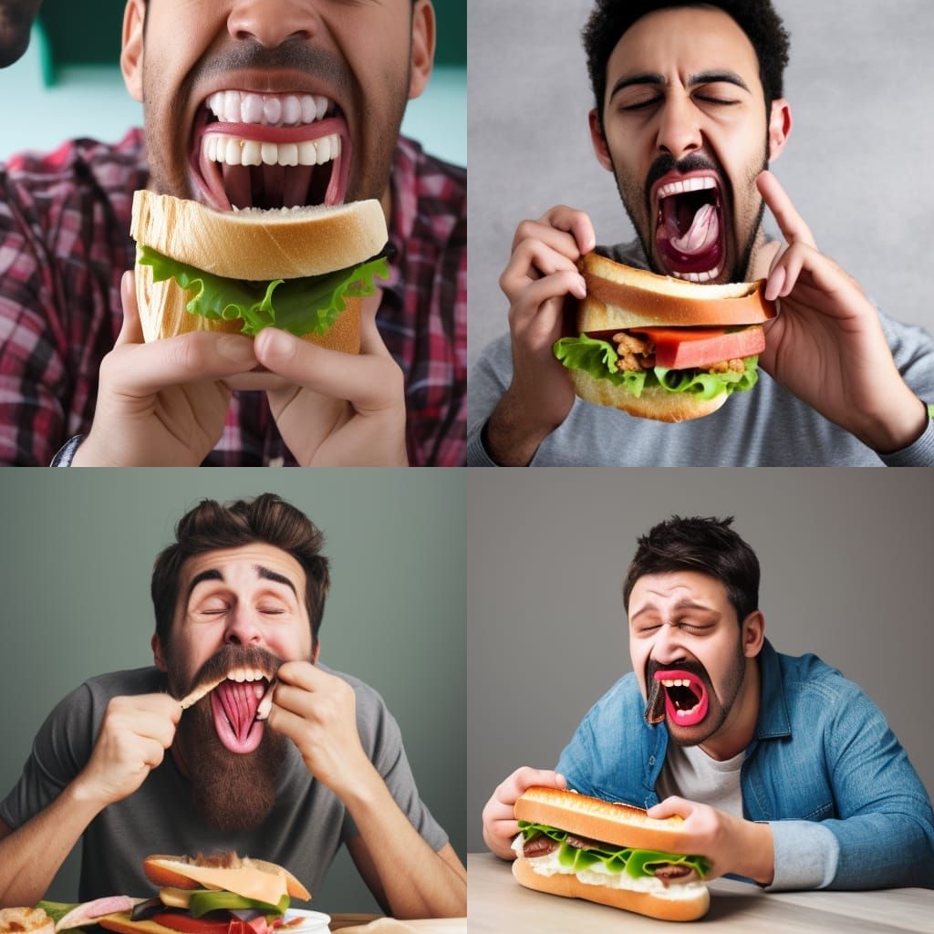 Man About to Eat a Weird Sandwich