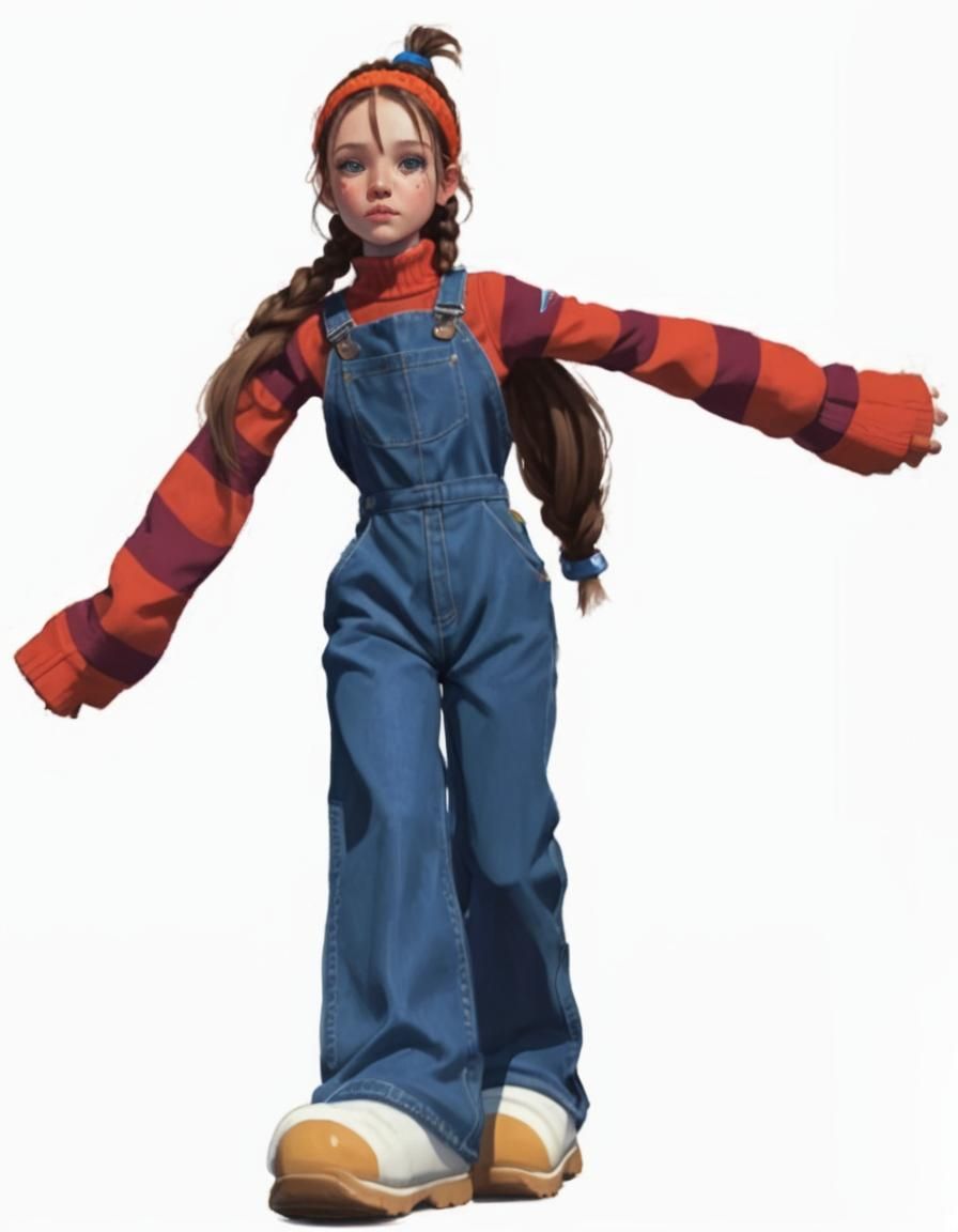 Fantasy Art: Girl with Pigtails in Toy Store