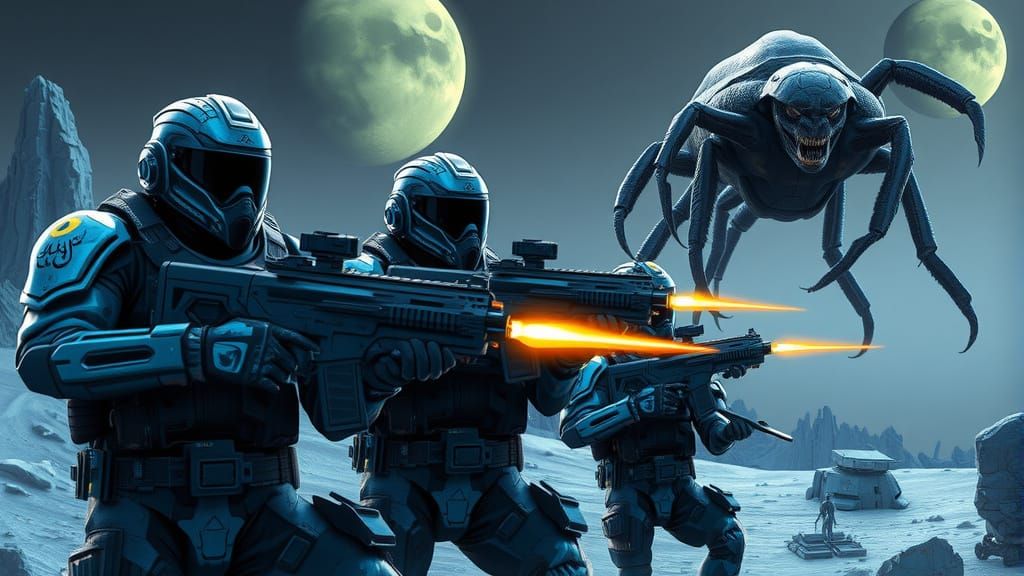 Futuristic Muslim Space Marines vs Alien Insectoid