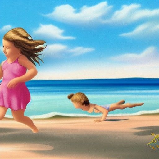 Children's Beach Run: Detailed Matte Painting