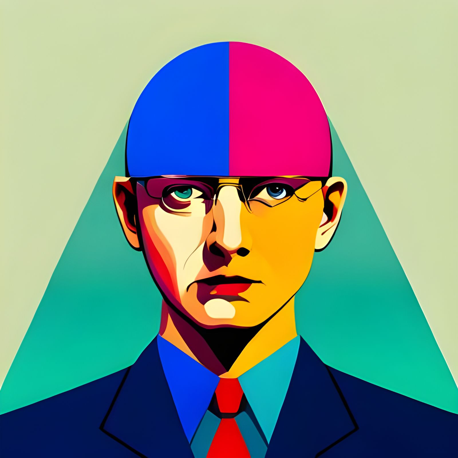 Abstract Geometric Pop Art Screen Print in Bauhaus Style