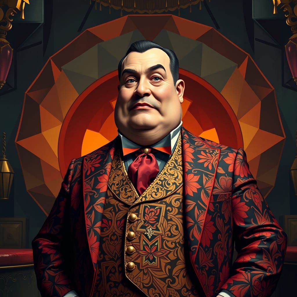 Neo-Cubist Landlord of Xanadu in Opulent Art Deco Attire