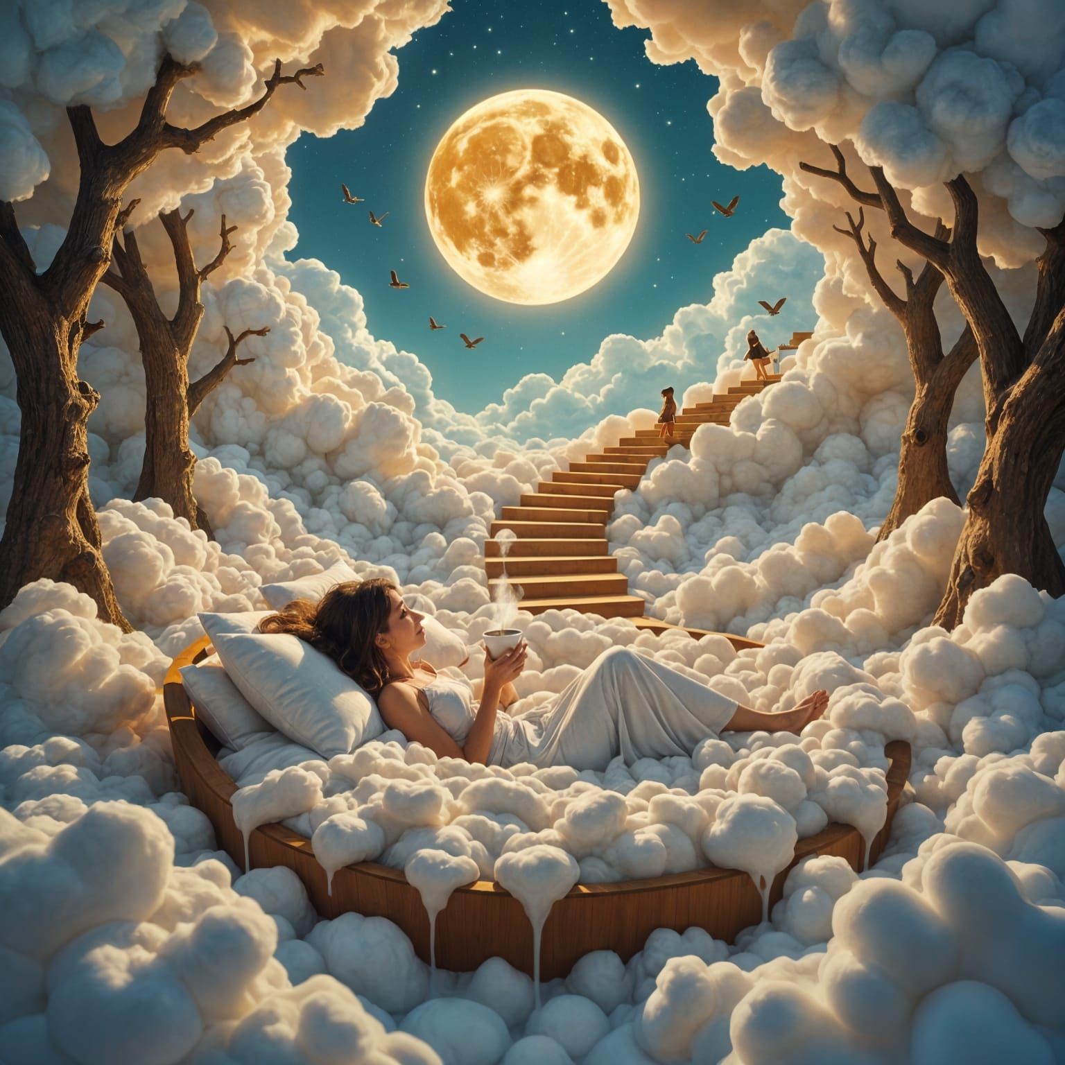 Coffee Dreamscape: A Surreal Airbrush Art