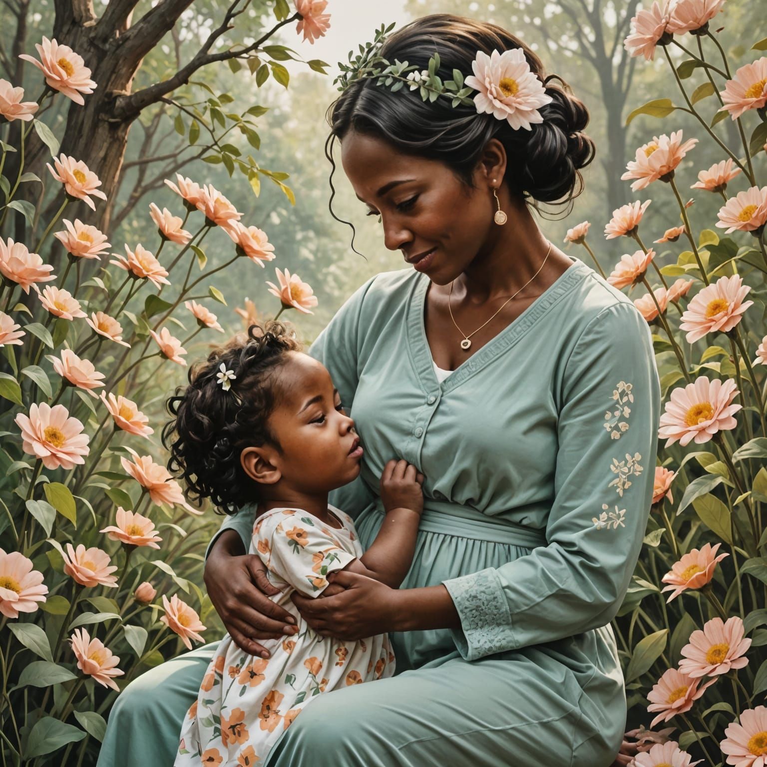 Mother's Devotion in Soft Pastel Hues