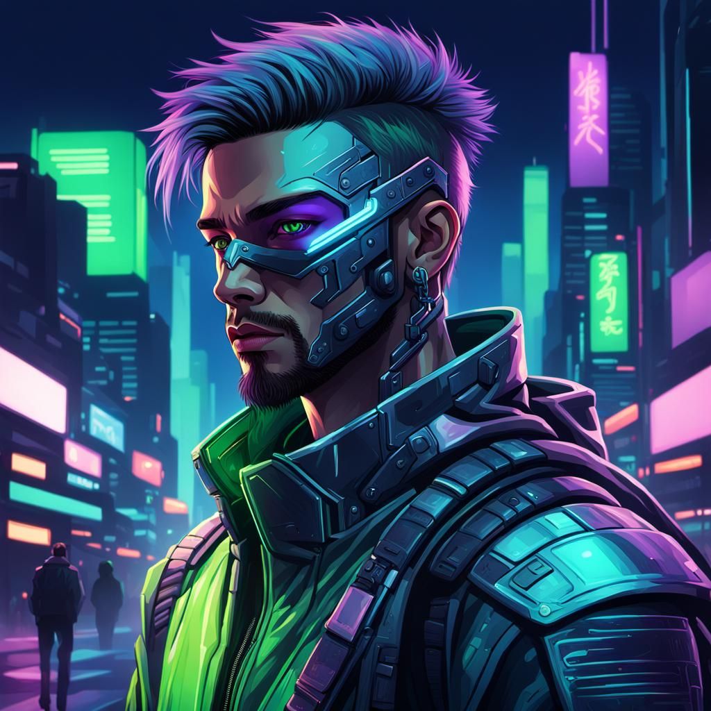 pintura masculina CIBERPUNK