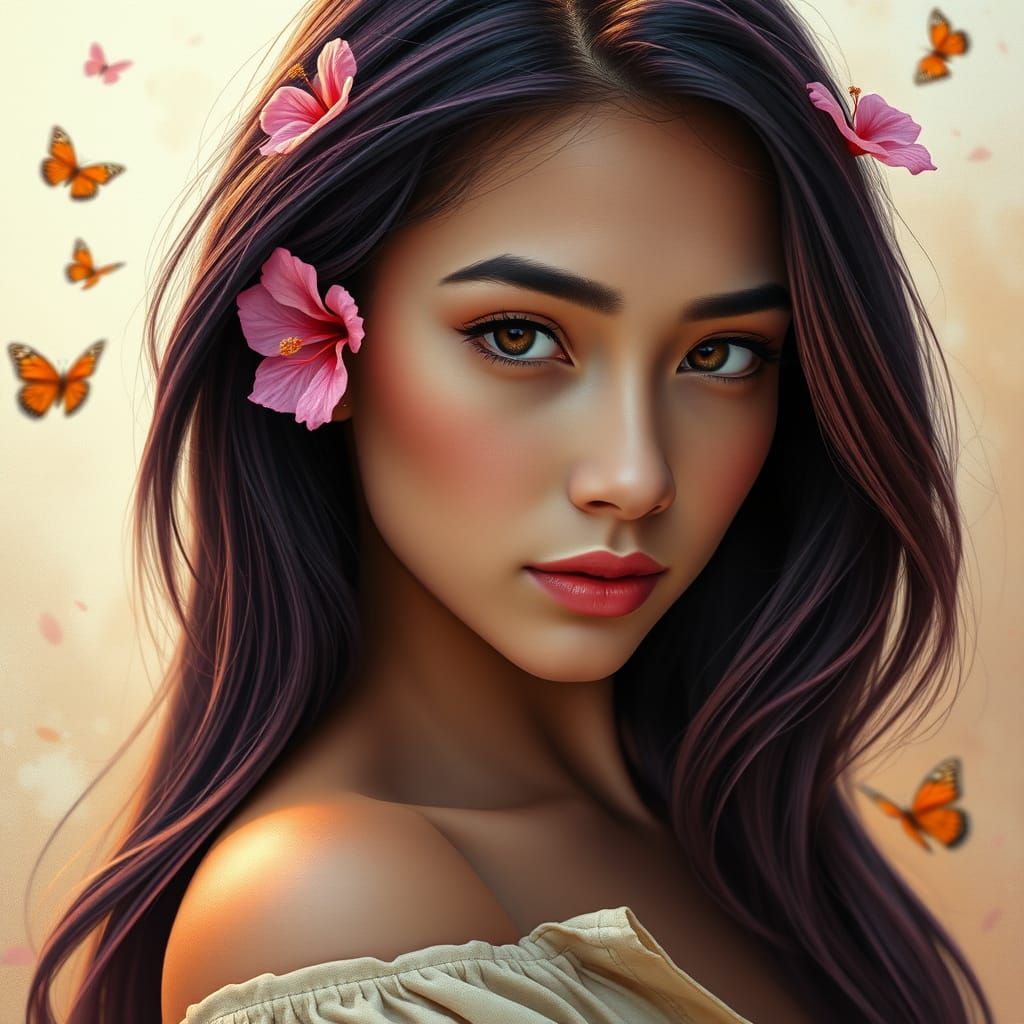 Photorealistic Portrait of a Mexican Latina Woman in Soft Pa...