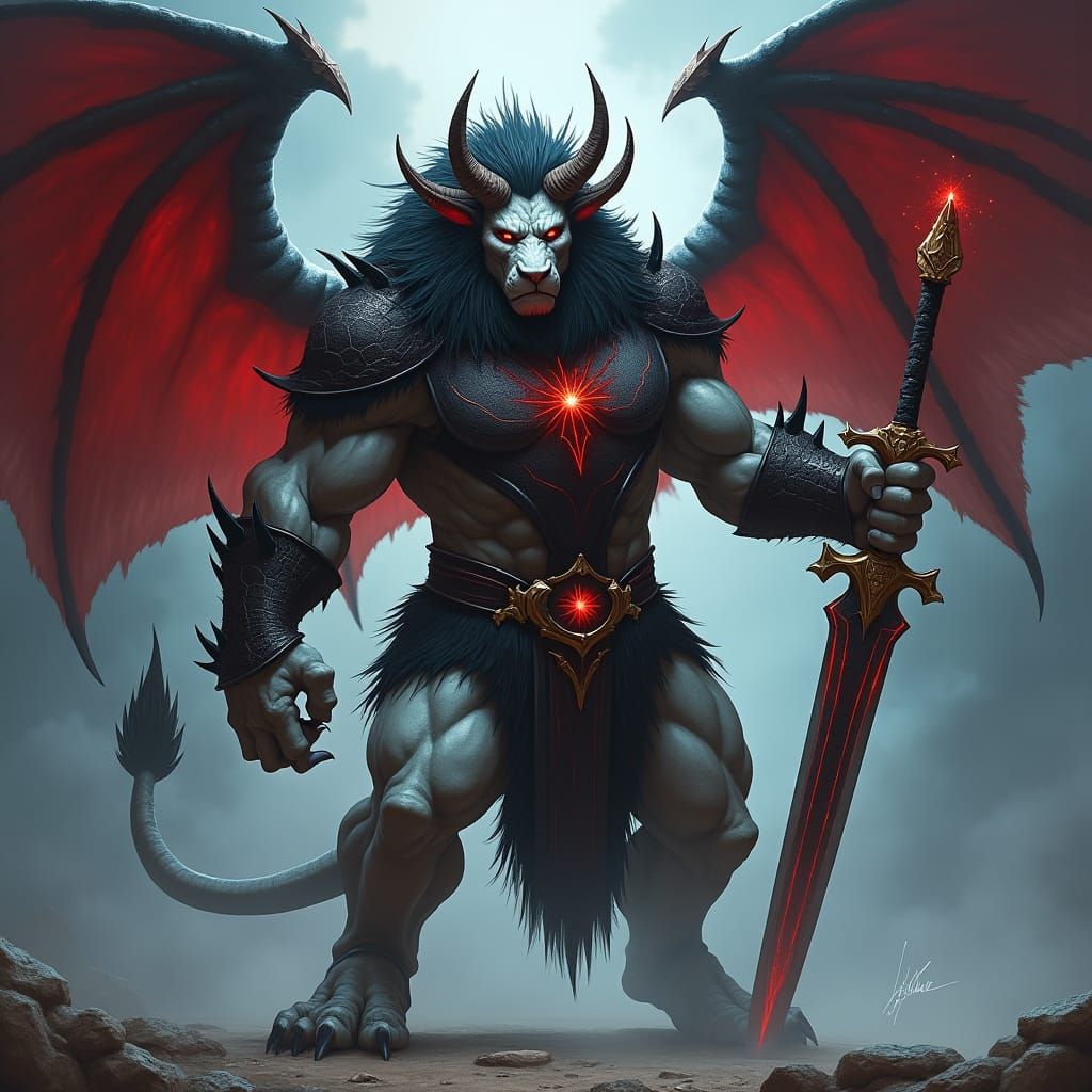 Towering Were-Lion Demon Summons Dark Magic