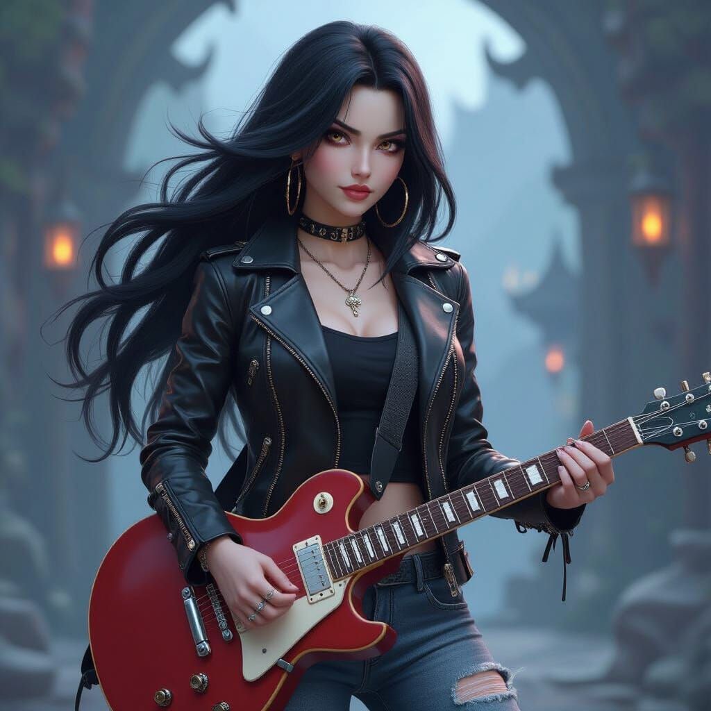 Furry Dragon Rock Musician in Fantasy Concept Art