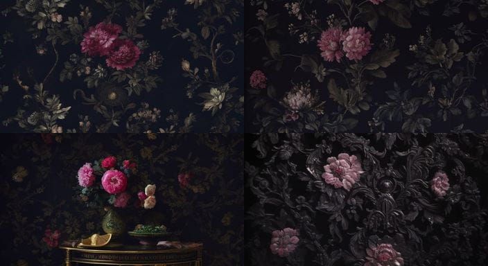Elegant Vintage Botanicals in Dark, Moody Bloom
