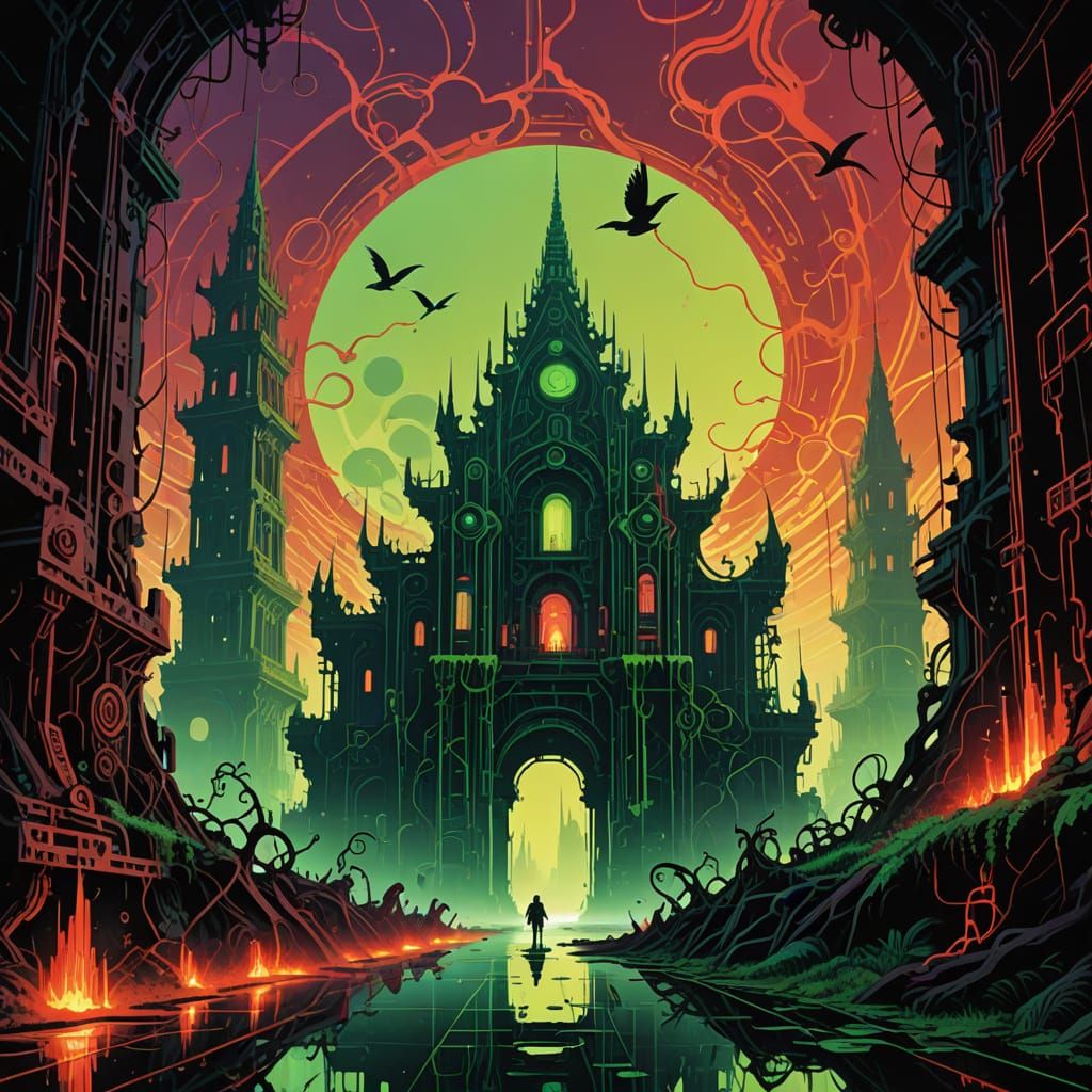 Aztec Biomechanical City with Clockwork Temples