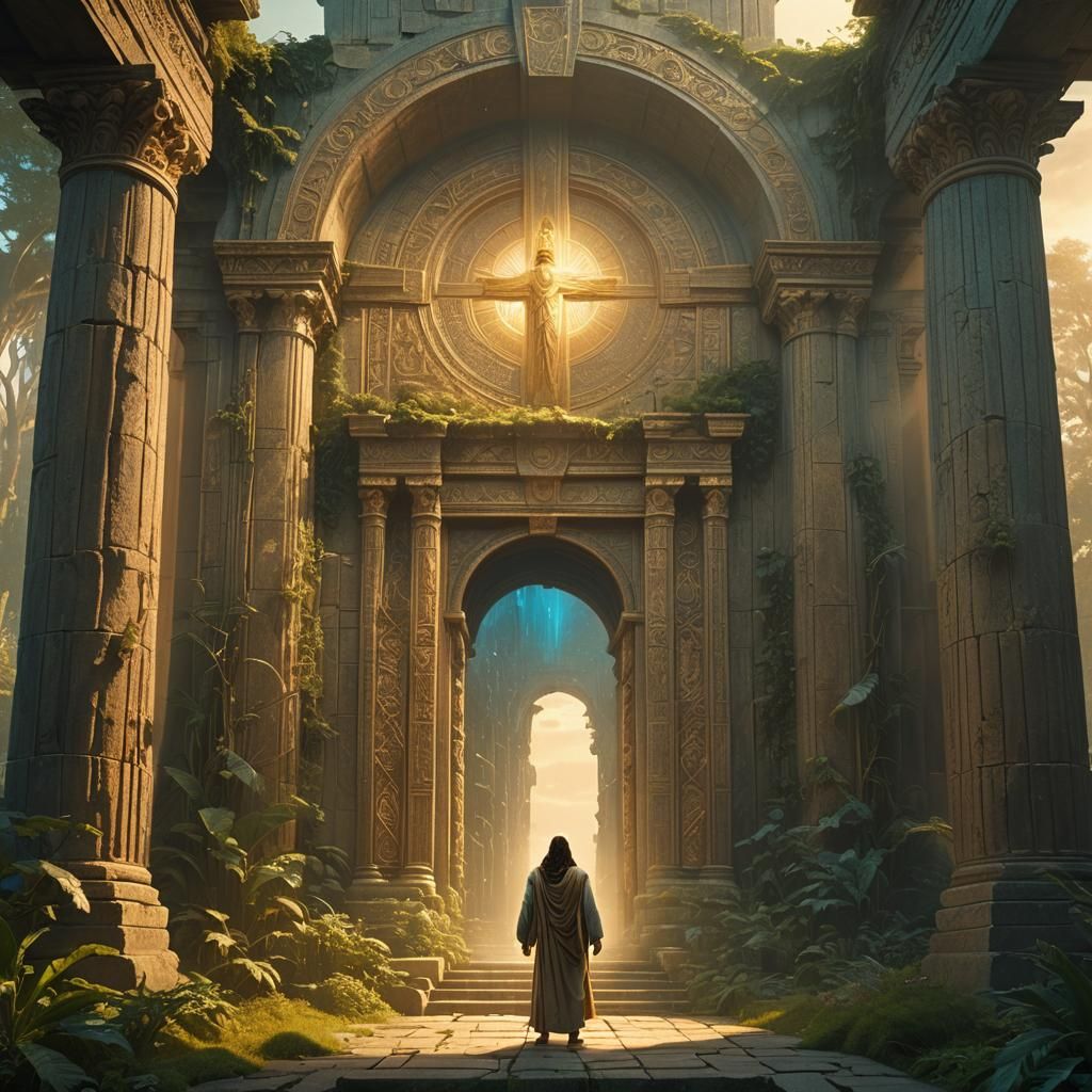Jesus Christ at Temple Door: Surreal Matte Painting