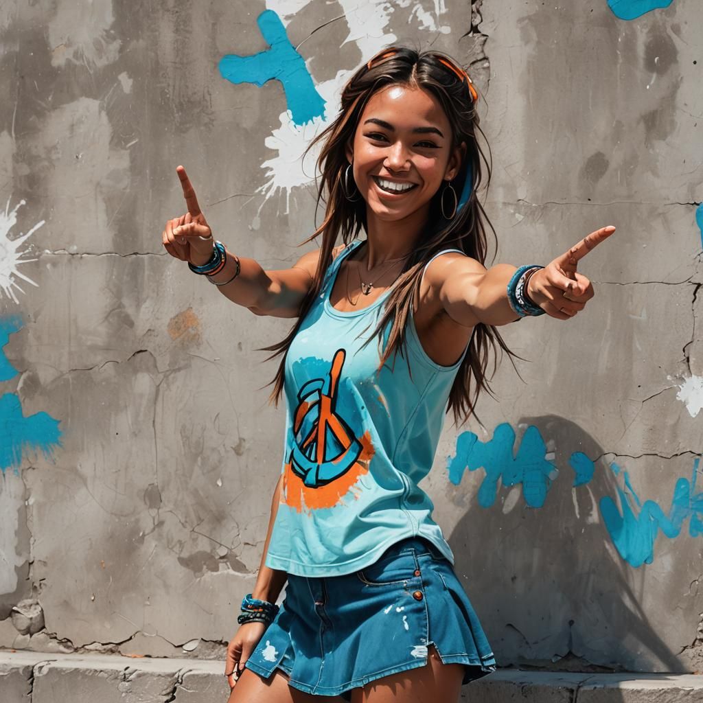 Happy Skater Girl Concept Art in High Contrast