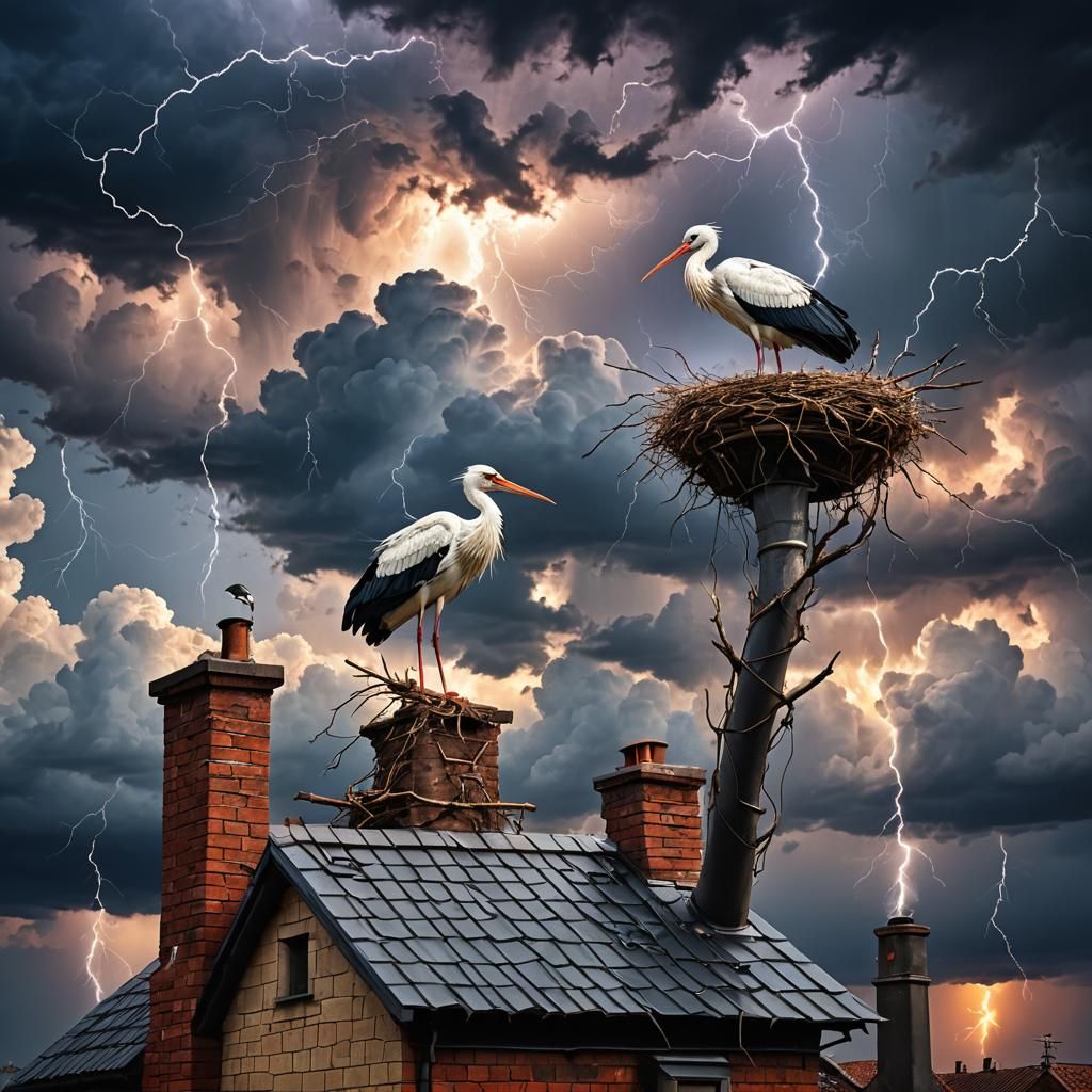 Stork Nest in Sci-Fi Storm
