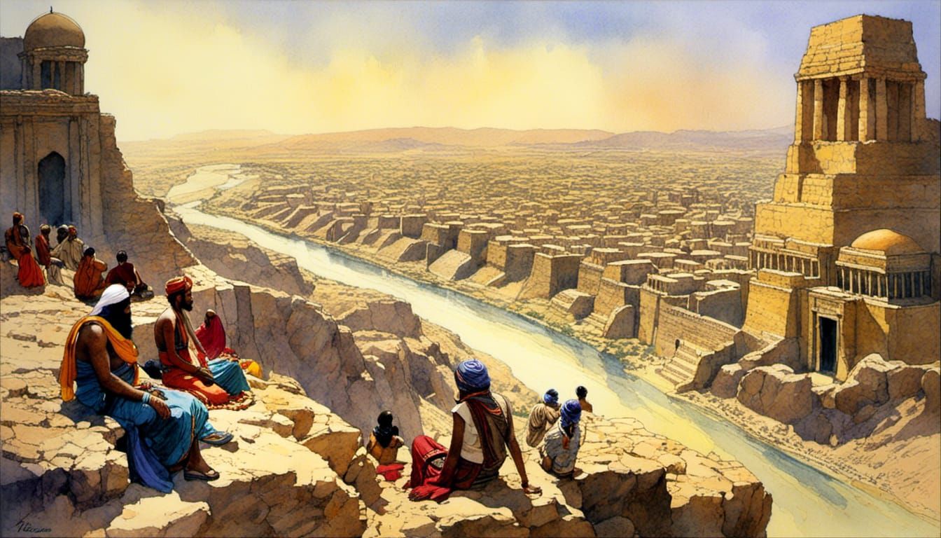 Epic Watercolor Painting of the Euphrates River