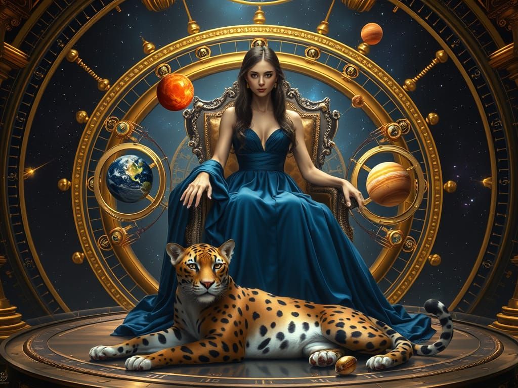 Empress Directs Planets in Painterly Cinematic Illustration