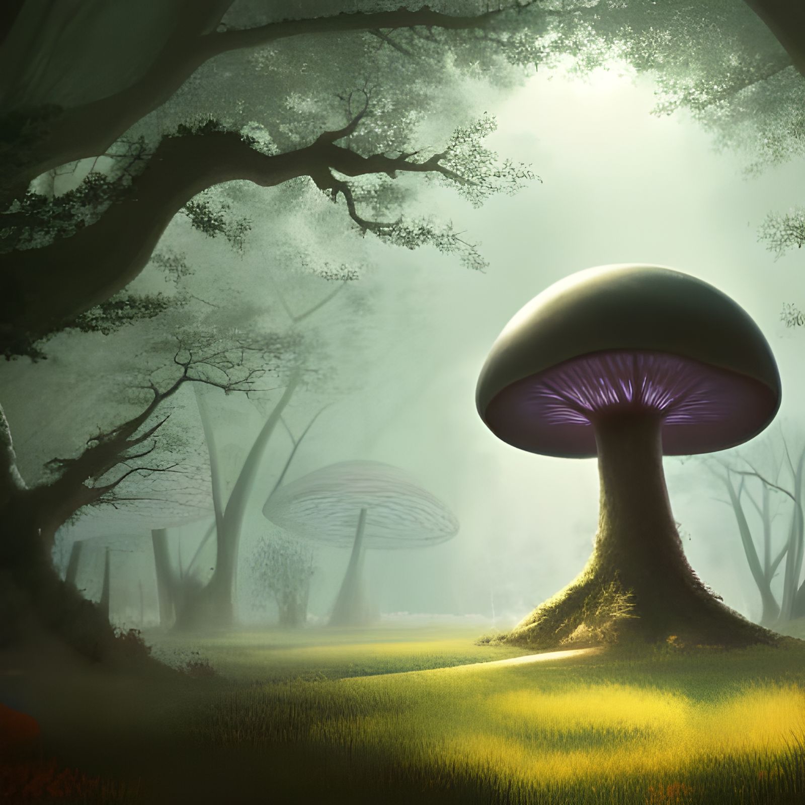 House Under Giant Mushroom, Ghibli Style