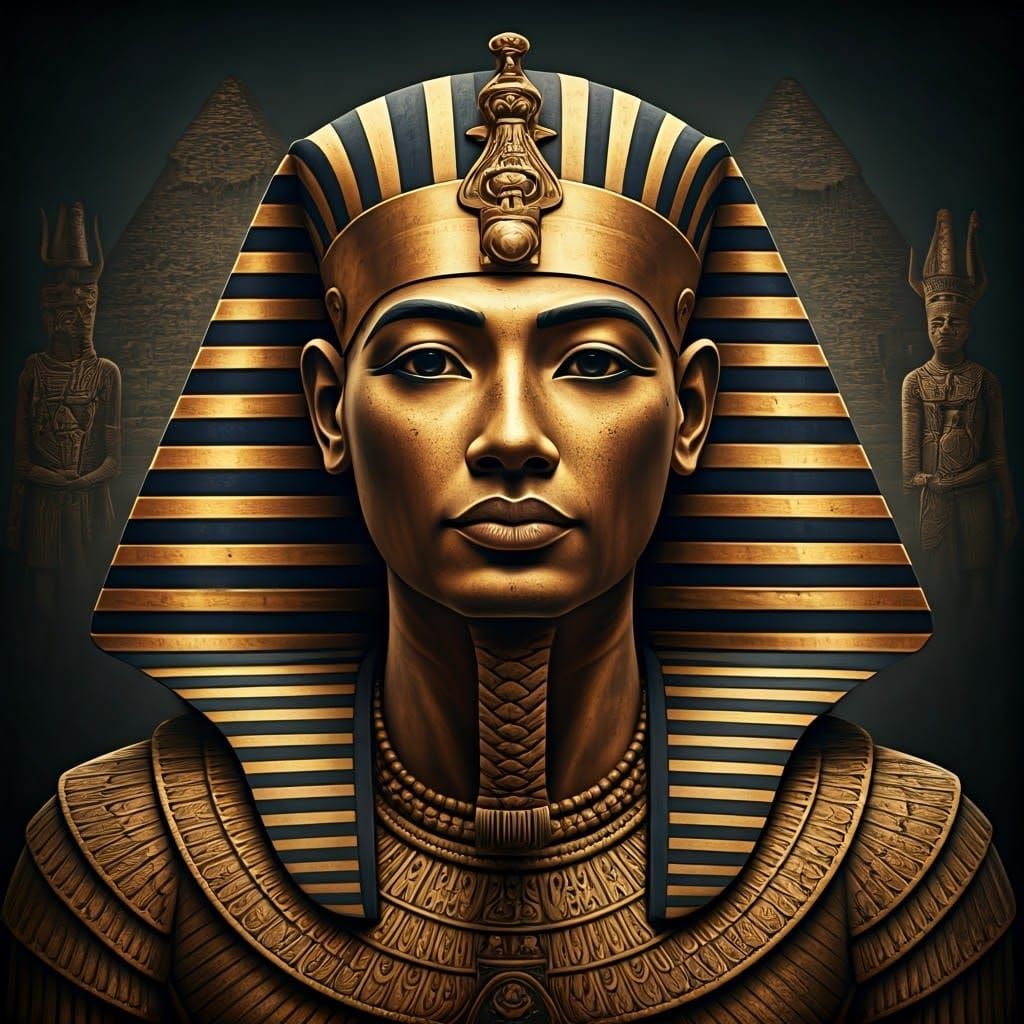 Egyptian Pharaoh Double Exposure in Photorealistic Style