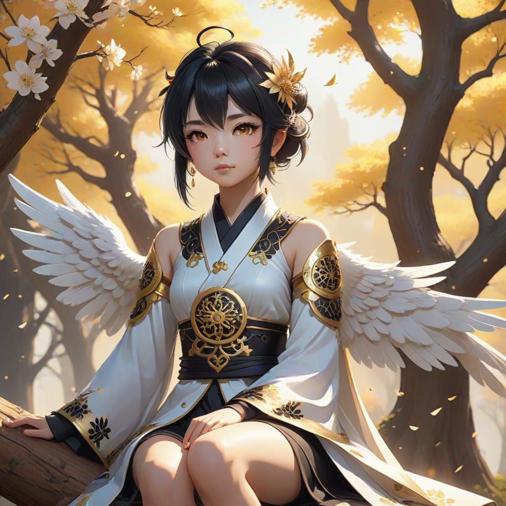Chinese Angel Praising Lord in Heaven: 3D Anime Art