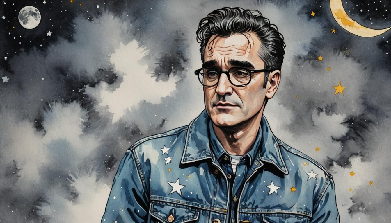 Morrissey in Pop Art Style with Stars and Moon